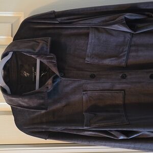 SHAQUILLE O'NEAL BRAND MENS BIG & TALL BLACK LONG SLEEVE BUTTON SHIRT SIZE 2XLT